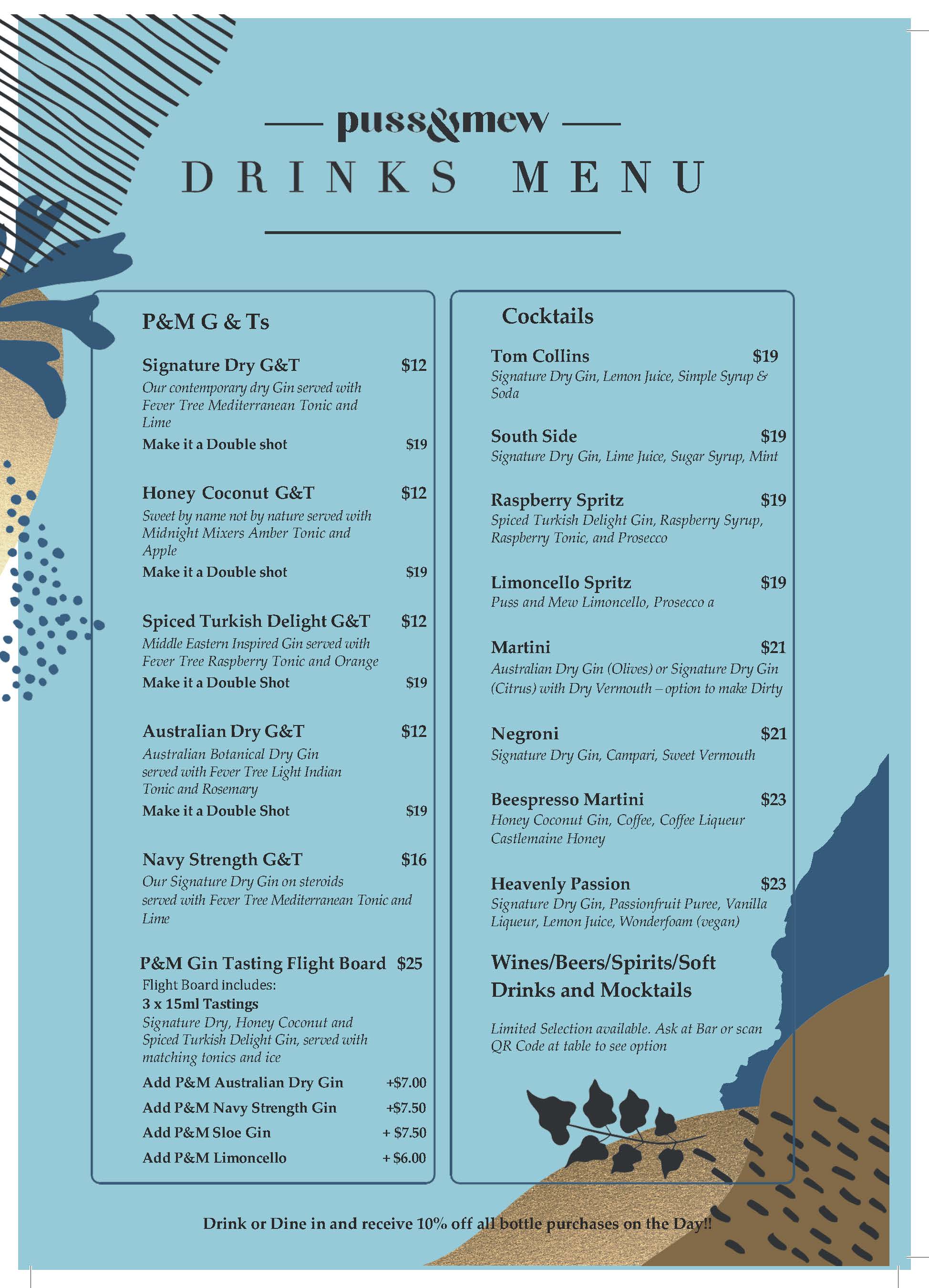 P&M Drink Menu July 2025